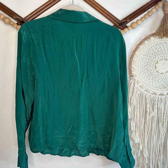 NEW J Crew Green Long Sleeve Popover Blouse - Picture 5 of 5